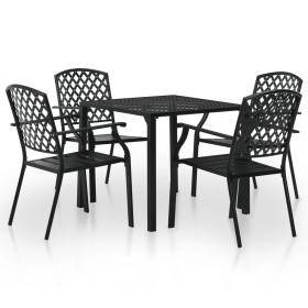 Juego de comedor de jardín 5 piezas de acero negro de , Conjuntos de jardín - Ref: Foro24-44270, Precio: 406,75 €, Descuento: %