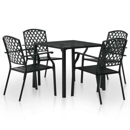 Juego de comedor de jardín 5 piezas de acero negro de , Conjuntos de jardín - Ref: Foro24-44270, Precio: 406,99 €, Descuento: %