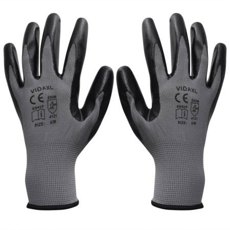 Guantes de trabajo de nitrilo 24 pares gris y negro talla 8/M de , Guantes de seguridad - Ref: Foro24-131375, Precio: 25,72 €...