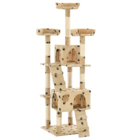 Rascador para gatos poste de sisal 170 cm huellas beige de , Mobiliario para gatos - Ref: Foro24-170615, Precio: 106,53 €, De...