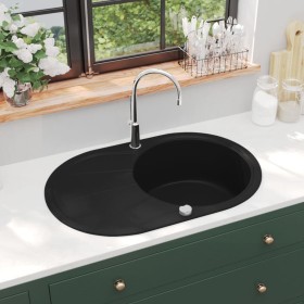 Granite kitchen sink with a black oval bowl by vidaXL, Sinks - Ref: Foro24-142958, Price: 196,44 €, Discount: %