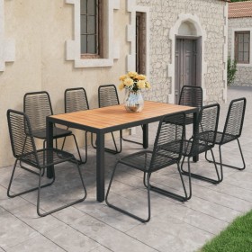 9-teiliges Garten-Esszimmerset aus PVC-Rattan in Schwarz und Braun von , Gartensets - Ref: Foro24-3060129, Preis: 769,34 €, R...