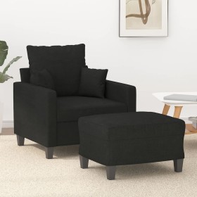 Sillón con taburete tela negro 60 cm de , Sofás - Ref: Foro24-3201085, Precio: 210,04 €, Descuento: %