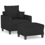 Sillón con taburete tela negro 60 cm de , Sofás - Ref: Foro24-3201085, Precio: 211,44 €, Descuento: %