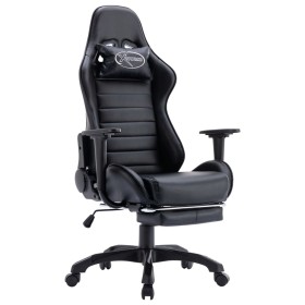 Silla gaming con reposapiés cuero sintético negro de , Sillas de oficina - Ref: Foro24-288017, Precio: 169,99 €, Descuento: %