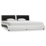 Estructura cama con LED cuero sintético blanco negro 160x200 cm de , Camas y somieres - Ref: Foro24-280375, Precio: 222,23 €,...