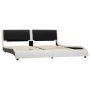 Estructura cama con LED cuero sintético blanco negro 160x200 cm de , Camas y somieres - Ref: Foro24-280375, Precio: 222,23 €,...