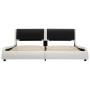 Estructura cama con LED cuero sintético blanco negro 160x200 cm de , Camas y somieres - Ref: Foro24-280375, Precio: 222,23 €,...