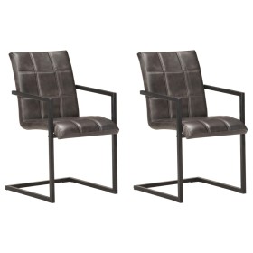 Cantilever dining chairs 2 units gray genuine leather by , dining chairs - Ref: Foro24-321854, Price: 262,99 €, Discount: %