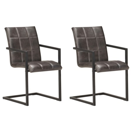 Cantilever dining chairs 2 units gray genuine leather by , dining chairs - Ref: Foro24-321854, Price: 262,99 €, Discount: %