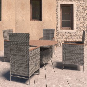 5-piece garden dining set and gray synthetic rattan cushions by , Garden sets - Ref: Foro24-3059360, Price: 629,50 €, Discoun...