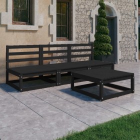 4-piece garden furniture set, black solid pine wood by , Garden sets - Ref: Foro24-3075308, Price: 223,85 €, Discount: %