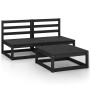 3-piece garden furniture set with black cushions, made of pine wood. by , Garden sets - Ref: Foro24-3075238, Price: 178,95 €,...