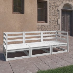 Garden sofa, 3-seater, white solid pine wood by , Outdoor sofas - Ref: Foro24-3075320, Price: 181,33 €, Discount: %