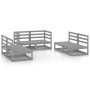 6-piece garden furniture set in solid pine wood, gray color. by , Garden sets - Ref: Foro24-3075411, Price: 435,06 €, Discoun...