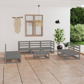 8-piece gray solid pine wood garden furniture by , Garden sets - Ref: Foro24-3075426, Price: 517,99 €, Discount: %