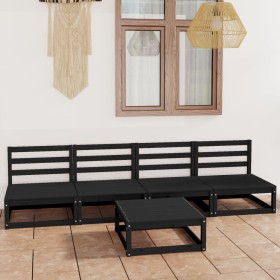 5-piece garden furniture set, black solid pine wood by , Garden sets - Ref: Foro24-3075348, Price: 301,99 €, Discount: %