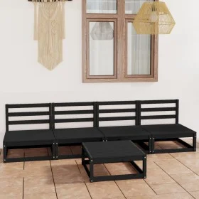Juego de muebles de jardín 5 piezas negro madera maciza de pino de , Conjuntos de jardín - Ref: Foro24-3075348, Precio: 306,2...
