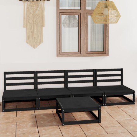 5-piece garden furniture set, black solid pine wood by , Garden sets - Ref: Foro24-3075348, Price: 301,73 €, Discount: %