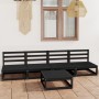 5-piece garden furniture set, black solid pine wood by , Garden sets - Ref: Foro24-3075348, Price: 301,73 €, Discount: %