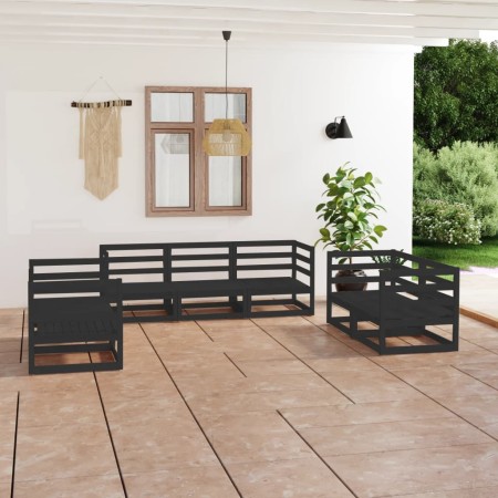 Garden furniture set 7 pieces black solid pine wood by , Garden sets - Ref: Foro24-3075453, Price: 417,99 €, Discount: %