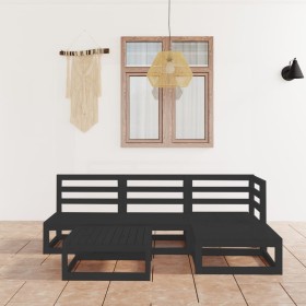 5-piece garden furniture set, black solid pine wood by , Garden sets - Ref: Foro24-3075493, Price: 331,99 €, Discount: %