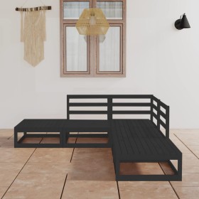 5-piece garden furniture set, black solid pine wood by , Garden sets - Ref: Foro24-3075498, Price: 332,63 €, Discount: %