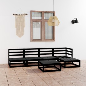 6-piece black solid pine wood garden furniture set by , Garden sets - Ref: Foro24-3075523, Price: 398,99 €, Discount: %