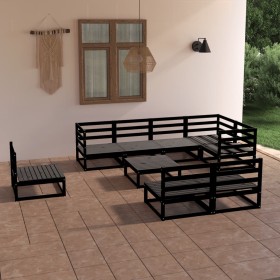 Garden furniture set 9 pieces black solid pine wood by , Garden sets - Ref: Foro24-3075673, Price: 609,85 €, Discount: %