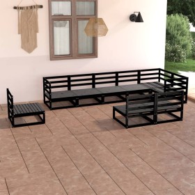 Garden furniture set 9 pieces black solid pine wood by , Garden sets - Ref: Foro24-3075678, Price: 599,99 €, Discount: %