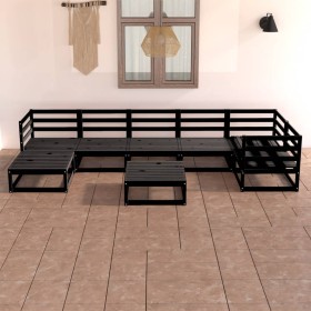 8-piece garden furniture set with black cushions made of pine wood. by , Garden sets - Ref: Foro24-3075703, Price: 610,99 €, ...