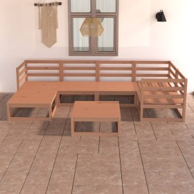 7-piece honey brown solid pine wood garden furniture by , Garden sets - Ref: Foro24-3075692, Price: 472,99 €, Discount: %