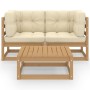 3-piece garden furniture set with solid pine wood cushions by , Garden sets - Ref: Foro24-3076302, Price: 315,99 €, Discount: %