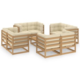 9-piece garden furniture set with solid pine wood cushions by , Garden sets - Ref: Foro24-3076342, Price: 1,00 €, Discount: %