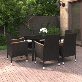 7-teiliges Garten-Essset und Kissen aus synthetischem Rattan und Glas von , Gartensets - Ref: Foro24-3099772, Preis: 543,99 €...