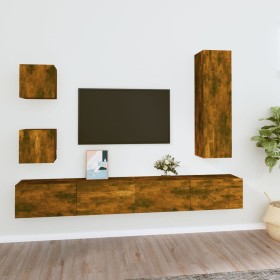 5-piece TV furniture set made of smoked oak plywood by , TV Furniture - Ref: Foro24-3114451, Price: 189,73 €, Discount: %