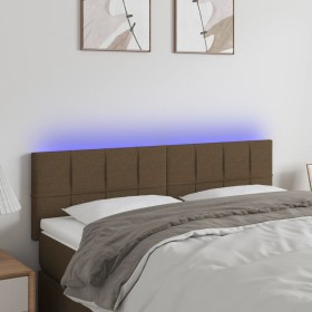 Cabecero con LED de tela marrón oscuro 144x5x78/88 cm de , Cabeceros y pies de cama - Ref: Foro24-3121613, Precio: 62,99 €, D...