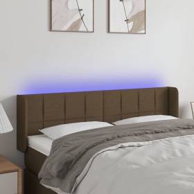 Cabecero con LED de tela marrón oscuro 147x16x78/88 cm de , Cabeceros y pies de cama - Ref: Foro24-3123237, Precio: 75,99 €, ...