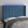 Cabecero con LED de terciopelo azul oscuro 147x16x118/128 cm de , Cabeceros y pies de cama - Ref: Foro24-3124100, Precio: 136...