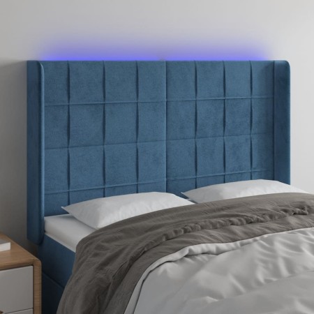 Cabecero con LED de terciopelo azul oscuro 147x16x118/128 cm de , Cabeceros y pies de cama - Ref: Foro24-3124100, Precio: 136...