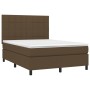 Cama box spring colchón luces LED tela marrón oscuro 140x190 cm de , Camas y somieres - Ref: Foro24-3134872, Precio: 531,18 €...