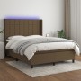 Cama box spring colchón luces LED tela marrón oscuro 140x200cm de , Camas y somieres - Ref: Foro24-3138320, Precio: 530,32 €,...