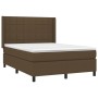 Cama box spring colchón luces LED tela marrón oscuro 140x200cm de , Camas y somieres - Ref: Foro24-3138320, Precio: 530,32 €,...