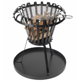 Perel Brazier basket with ash tray round black BB650 by Perel, Chimneys - Ref: Foro24-420368, Price: 49,99 €, Discount: %