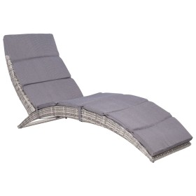 Tumbona con cojín ratán sintético gris de vidaXL, Tumbonas - Ref: Foro24-44133, Precio: 191,80 €, Descuento: %