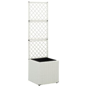 Rankgitter für Blumenbeet, 1 Topf, weißes synthetisches Rattan, 30 x 30 x 107 cm von , Töpfe und Pflanzgefäße - Ref: Foro24-3...