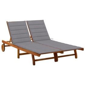 Garden lounger for 2 people and solid acacia wood cushions by , Loungers - Ref: Foro24-3061375, Price: 376,99 €, Discount: %