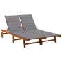 Garden lounger for 2 people and solid acacia wood cushions by , Loungers - Ref: Foro24-3061375, Price: 400,92 €, Discount: %