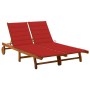 Garden lounger for 2 people and solid acacia wood cushions by , Loungers - Ref: Foro24-3061380, Price: 393,47 €, Discount: %