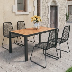 5-teiliges Garten-Essset aus PVC-Rattan in Schwarz und Braun von , Gartensets - Ref: Foro24-3060126, Preis: 445,99 €, Rabatt: %